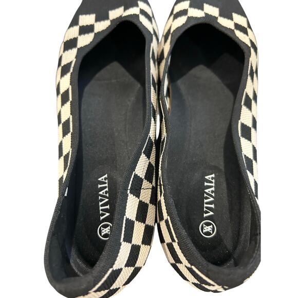 VIVAIA Margot 2.0 Square Toe V-Cut Flats Checker Print Size 39.5 - Picture 5 of 7